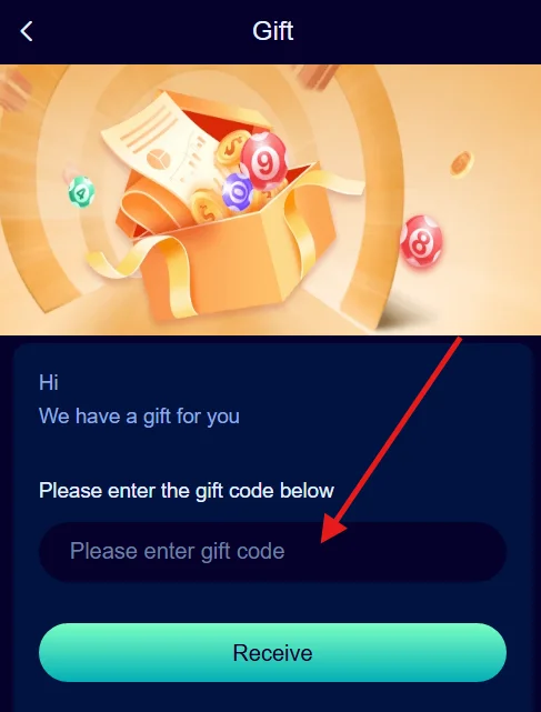 Enter the gift code